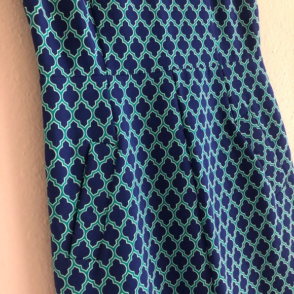 Lands' End Royal Teal Blue Quatrefoil Ponte Stretch Sheath Dress NEW size 6 - Picture 6 of 14